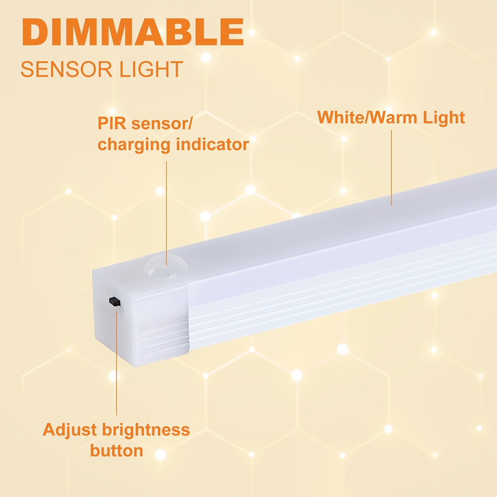 6\u002F2pcs LED Motion Sensor Light Wireless USB Rechargeable Night Lamp Room Motion Detector Light Magnetic Dimmable Under Cabinet Lamp for Kitchen, Bedroom Wardrobe Sink Cupboard Stairs Workspace