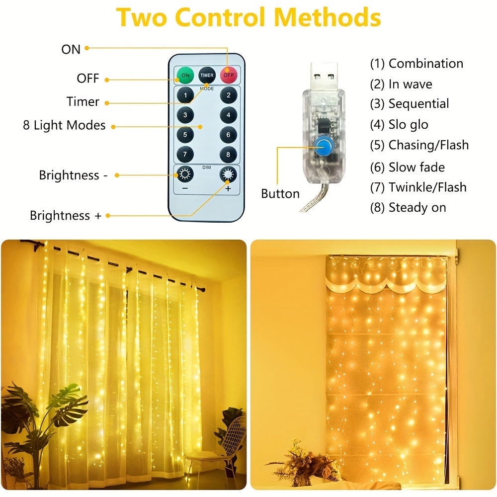 300 LED Fairy Lights with 12 Vines - Ivy LED Curtain Lights for Dorm, Wedding, Party, Wall, Indoor, Outdoor Bedroom Decoration