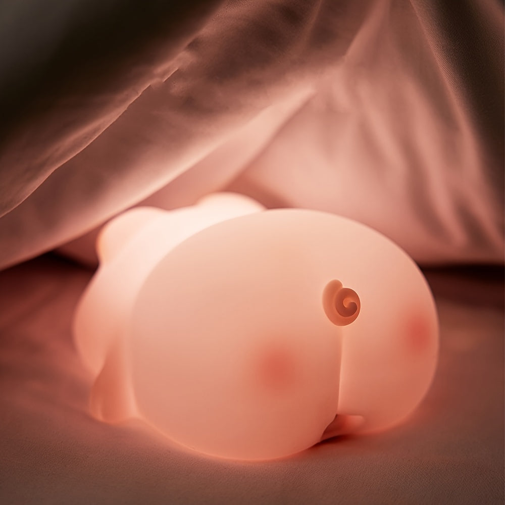 Cute Pig Night Light with Motion Sensor & USB Rechargeable - Soft Glow Bedside Lamp, Pink & White Artificial Safe Sleep Companion & Adults, Valentine's Day Gift, Bedtime Lighting, Holiday Gift Idea, Playful Design, Decorative Lamp, Highquality Material, D