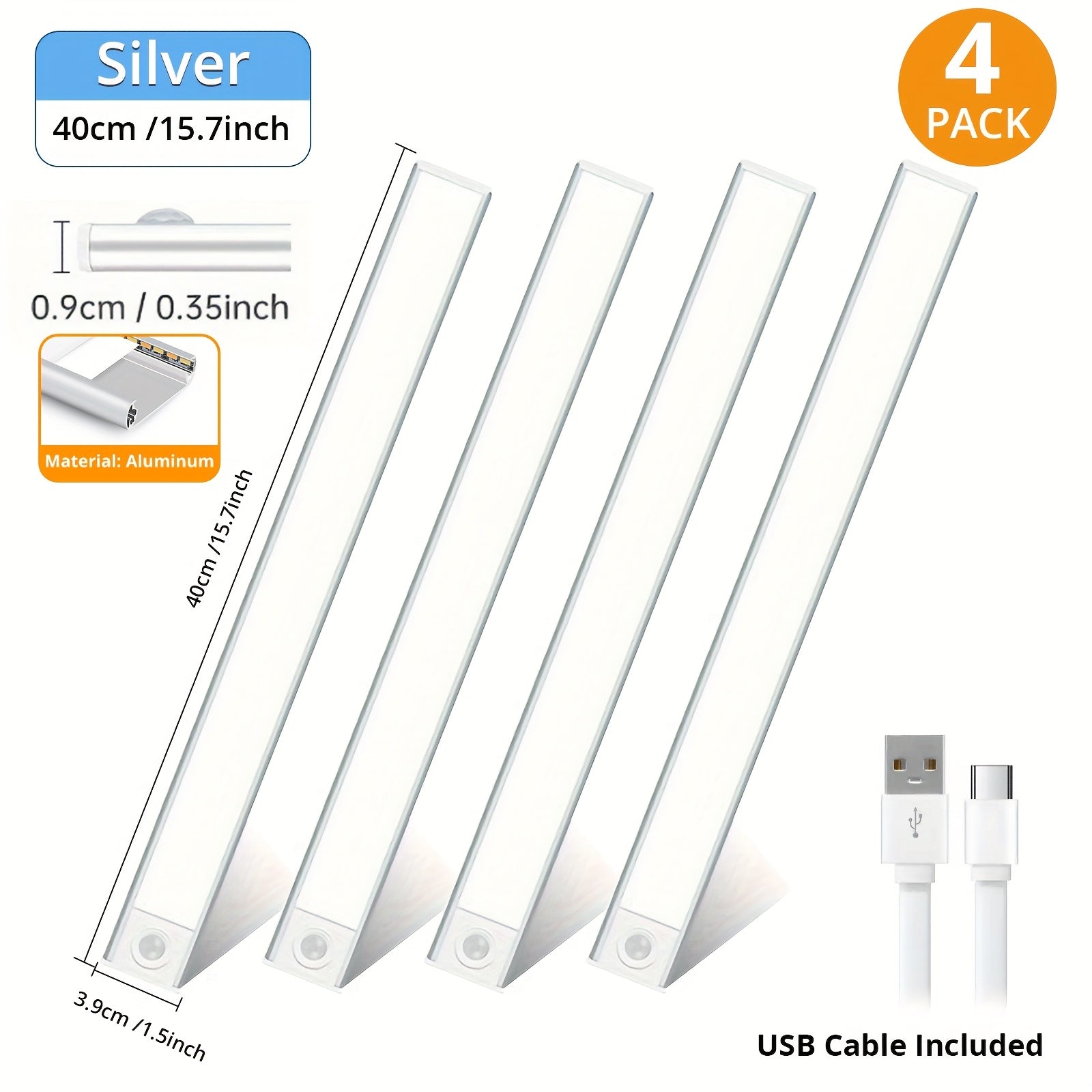 4\u002F2pcs Motion Sensor Under Cabinet Lights, 3 Color Temperatures Wireless USB Rechargeable Night Light, Indoor Closet Lights, Stick-On Anywhere Magnetic Under-Counter Light Fixtures For Kitchen Cabinet Wardrobe Cupboard Stairs, Available In 2pcs.