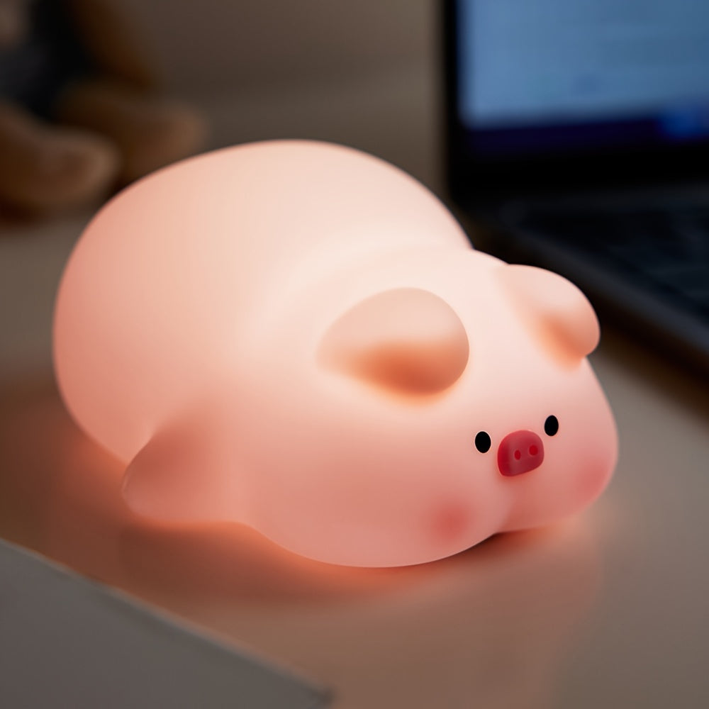 Cute Pig Night Light with Motion Sensor & USB Rechargeable - Soft Glow Bedside Lamp, Pink & White Artificial Safe Sleep Companion & Adults, Valentine's Day Gift, Bedtime Lighting, Holiday Gift Idea, Playful Design, Decorative Lamp, Highquality Material, D