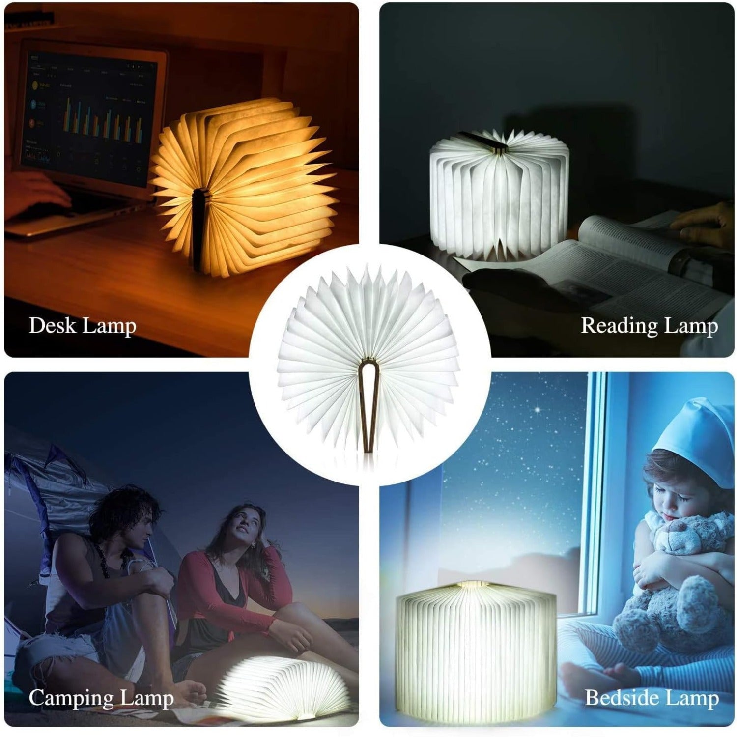 1pc Wooden Book Lamp - USB Rechargeable Folding Night Light with Magnetic Design, Adjustable Striped Desk Lamp for Bedroom & Office Decor - Perfect Creative Gift for Family and Friends, Table Lamp for Bedroom