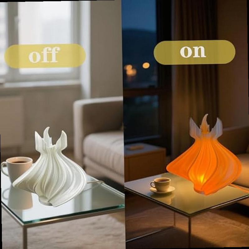 USB Operated 3D Crafted Ambient Lamp Simulated Flame Night Light Portable Tabletop Decor with Warm Glow Button Switch for Home Office Gifts Desk Decor