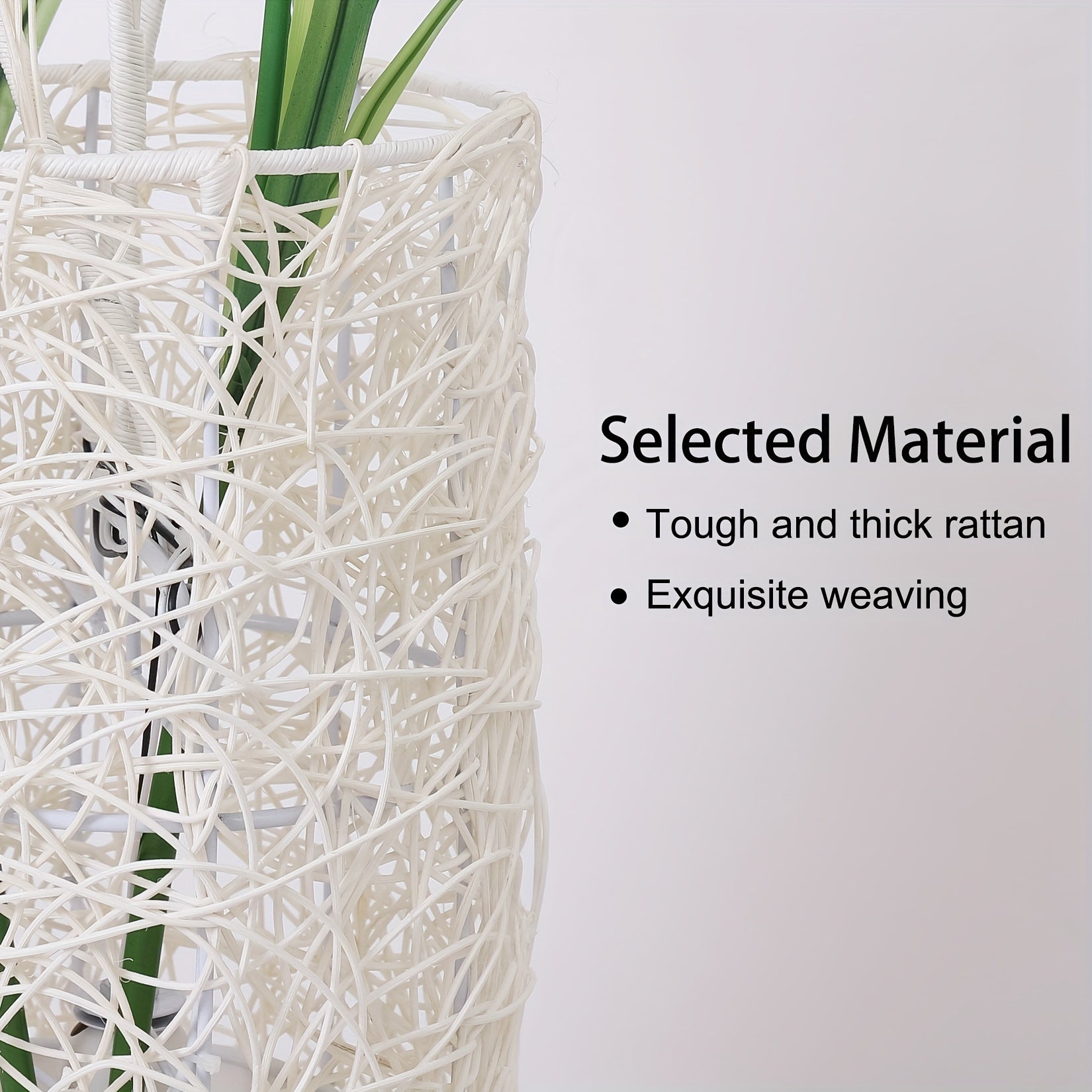 Modern Pastoral LED Floor Lamp: Decorative Hand-Woven Rattan Flower Night Light - Creative Standing Smart Lamp for Reading Living Room Bedroom Tea Room Club