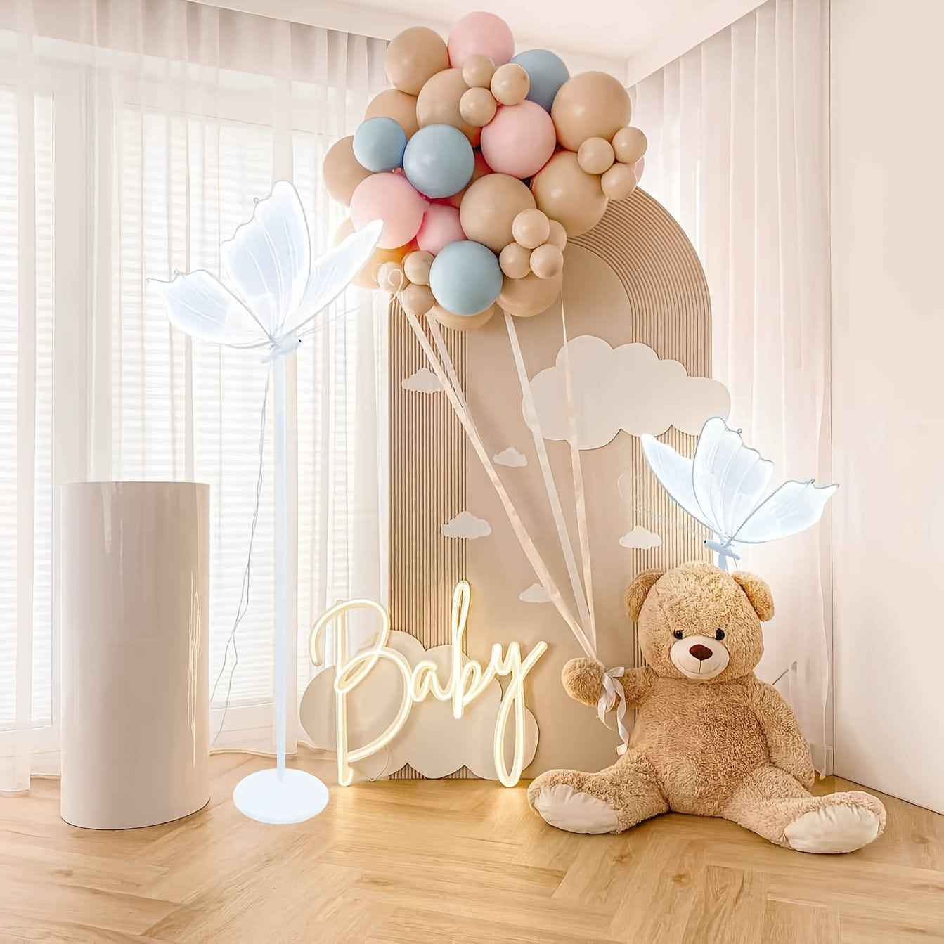 39.3in White Wedding Butterfly LED Floor Lamp Creative Romantic Hanging Wedding Butterfly Christmas Wedding Decoration Props 100cm\u002F39.3in, White