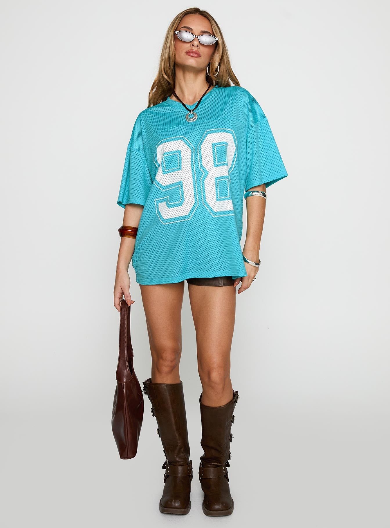 98 Sports Oversized Graphic Tee Blue
