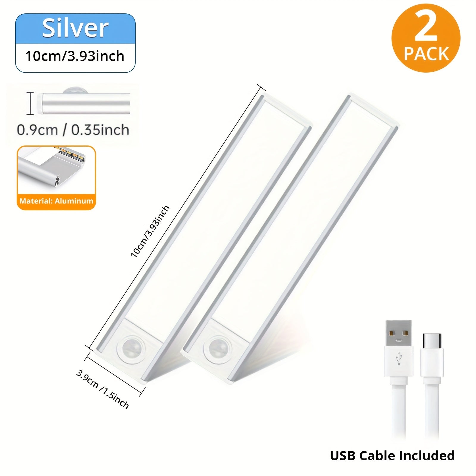 4\u002F2pcs Motion Sensor Under Cabinet Lights, 3 Color Temperatures Wireless USB Rechargeable Night Light, Indoor Closet Lights, Stick-On Anywhere Magnetic Under-Counter Light Fixtures For Kitchen Cabinet Wardrobe Cupboard Stairs, Available In 2pcs.