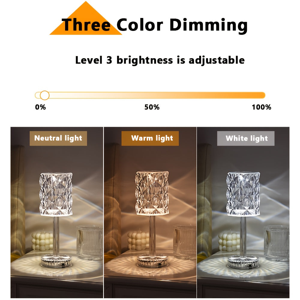 5Pack Portable Crystal Diamond Table Lamp, 16 Color Touch Control Rechargeable Lamp, Acrylic Modern Style Crystal Bedside Lamp, Wireless Night Light, 3-Levels Brightness Room Decor Desk Lamp