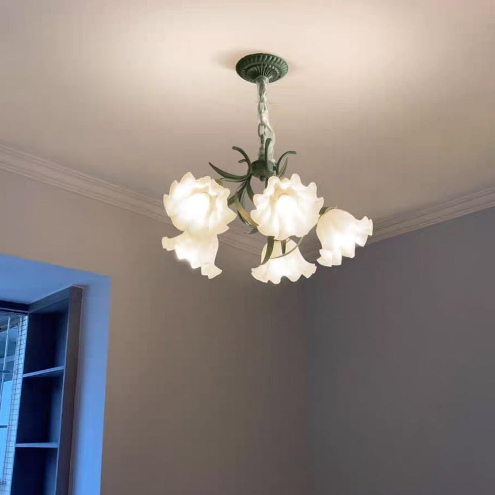 5-Light Flower LED Pendant Light Chandeliers, French Style Ceiling Pendant Light Fixture Wall Dimming 3000-6000K Elegant Ceiling Light Lamp for Living Room Bedroom Home Decoration Tools