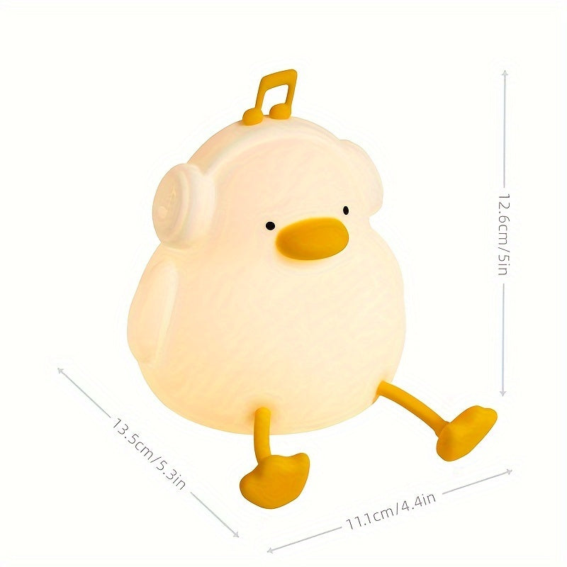 Happy Duck Enjoy Duck Silicone Night Light Smart Patting Light USB Rechargeable Bedhead Sleep Light Touch Sensing Atmosphere Light Three Levels Dimmable Timetable Room Decoration Christmas Birthday Gift Animal Cute Duck Light