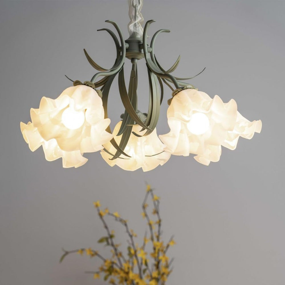 5-Light Flower LED Pendant Light Chandeliers, French Style Ceiling Pendant Light Fixture Wall Dimming 3000-6000K Elegant Ceiling Light Lamp for Living Room Bedroom Home Decoration Tools