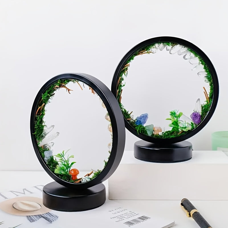 Enchanting Bohemian Crystal Mushroom Night Light - USB-Powered, Adjustable Brightness Table Lamp with Polished Natural Stones & Artificial Greenery - Ideal for Bedroom & Living Room Ambiance - Great Valentine's Day or Birthday Gift, Mushroom Decor