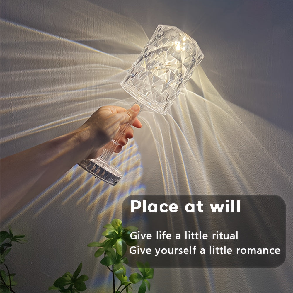5Pack Portable Crystal Diamond Table Lamp, 16 Color Touch Control Rechargeable Lamp, Acrylic Modern Style Crystal Bedside Lamp, Wireless Night Light, 3-Levels Brightness Room Decor Desk Lamp