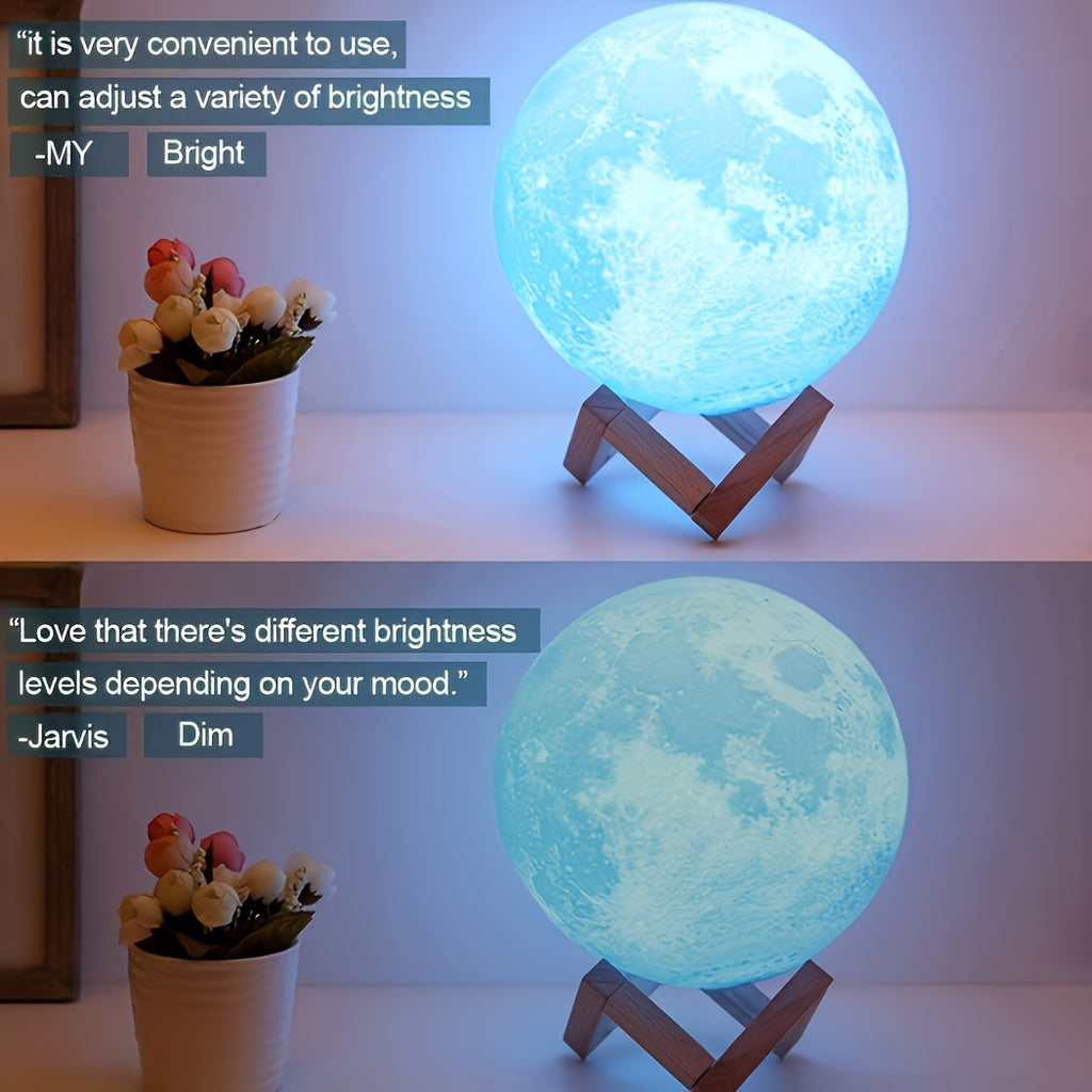 Moon Lamp 128 Colors Moon Night Light LED 3D Printed Moon Lamp 5.9 Inch Table Lamp with Stand and Remote Control USB Plug