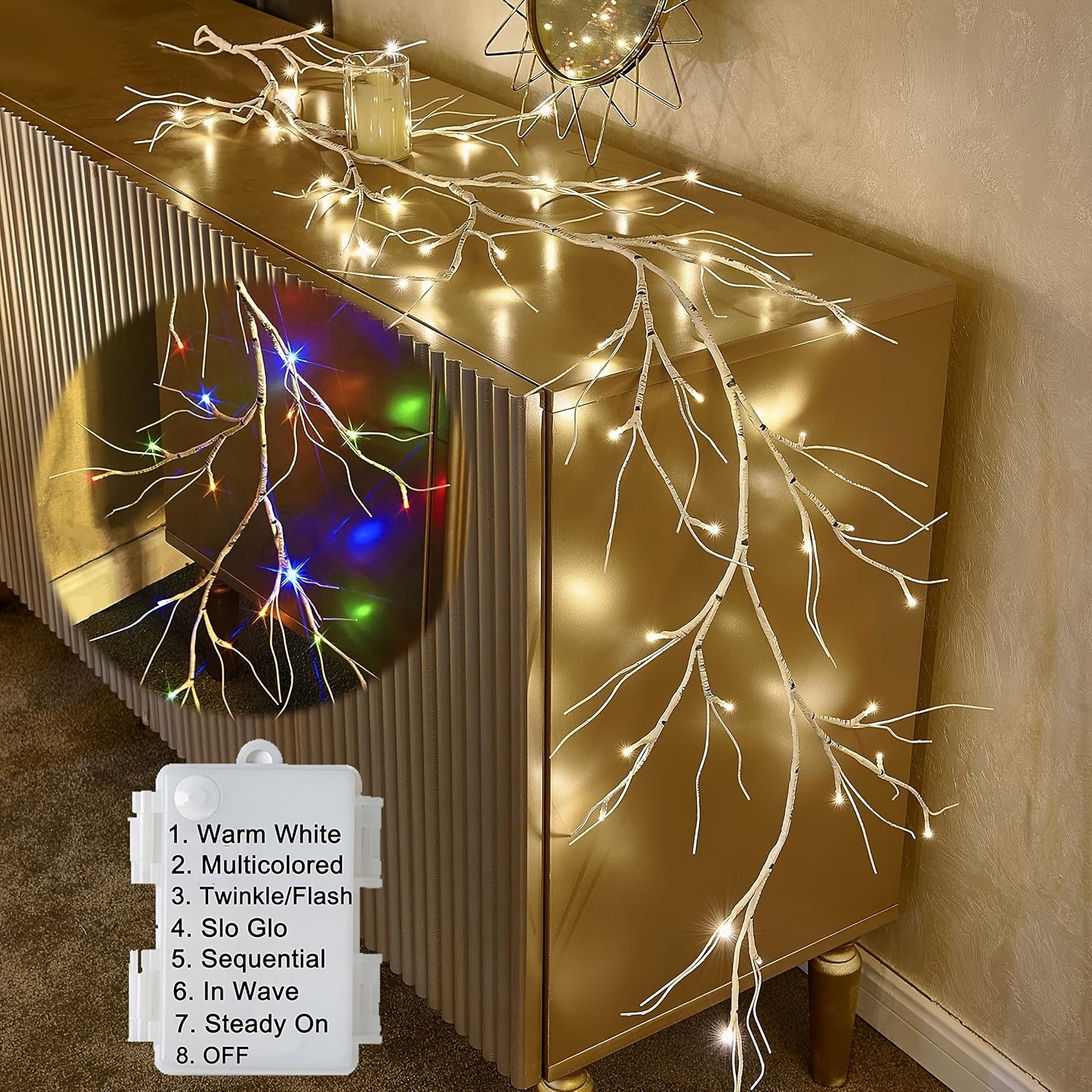 Wall Light Soft Vine Light, 96\u002F144 LED Beads, 8 Modes Branch Light, USB Powered Indoor Decoration Atmosphere Light, Suitable For Bedroom, Room, Party, Holiday, Christmas Birthday Gift Is Very Suitable As A Christmas Gift