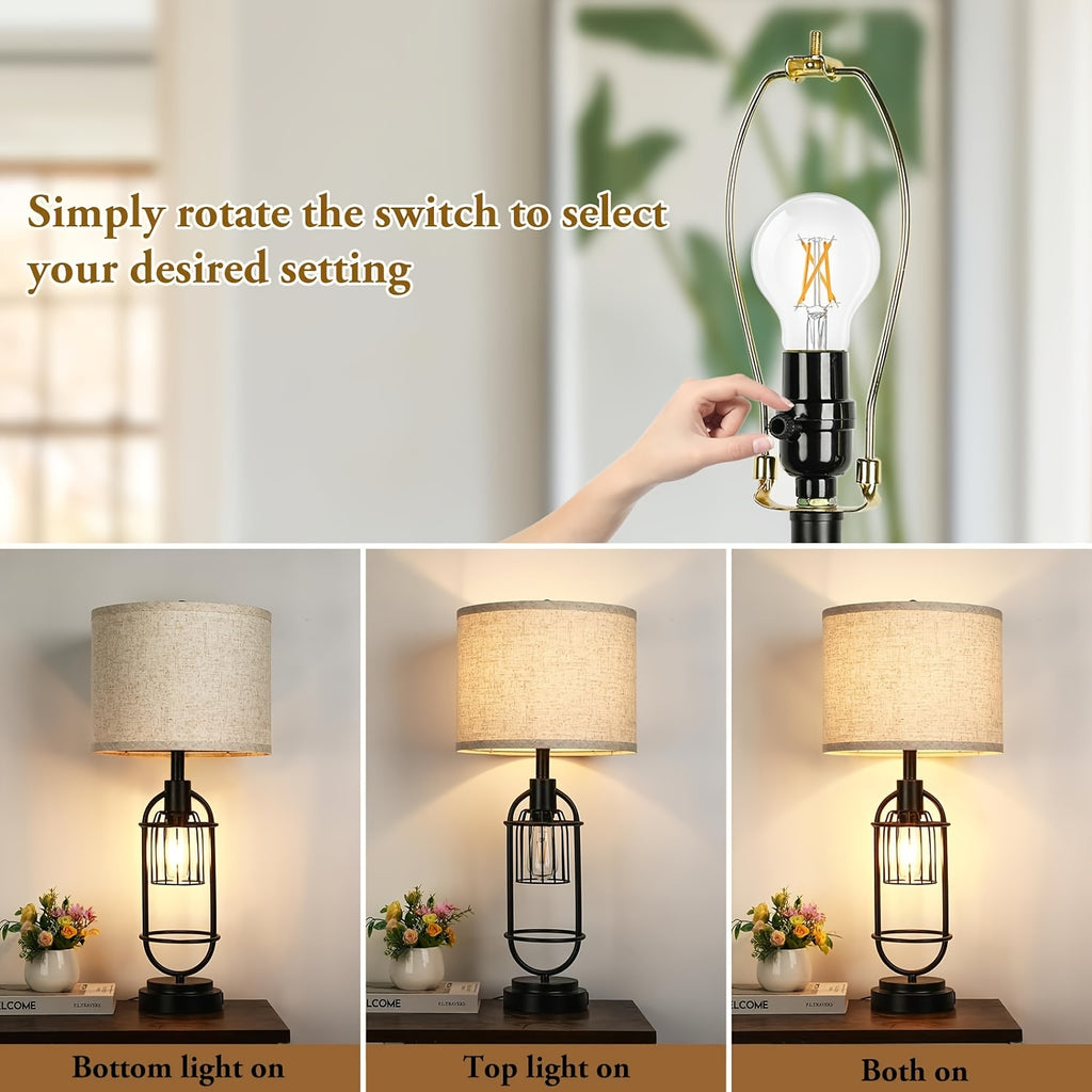 Set Of 2 Table Lamps For Living Room With USB Ports, 29\