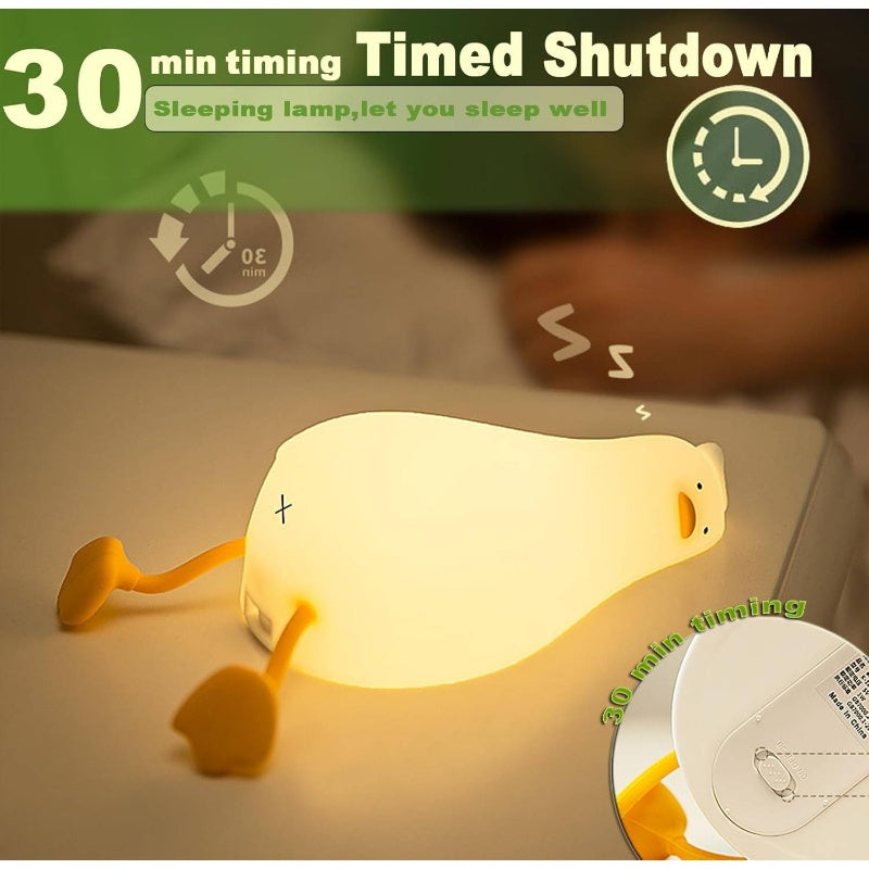 Cute Duck Night Light, Rechargeable Fun Lying Flat Duck Lamp, LED Squishy Animal Novelty Lamp, Light up Duck Great, 3 Level Dimmable Nursery Nightlight Lamp, Bedside Lamp, Nursery Decor, Playful Lamp, Whimsical Lighting, Durable Construction, Soft Lightin