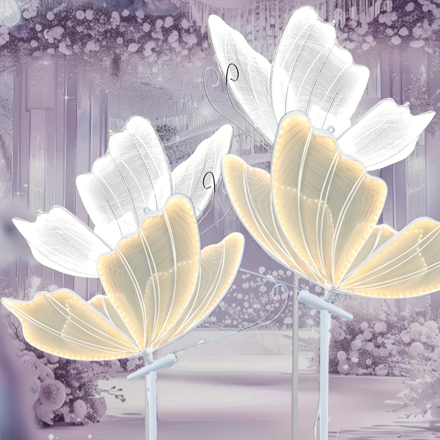 80cm\u002F31.5inch Cold White Warm Light Two-color Adjustable Wedding Butterfly Floor Lamp Butterfly Decoration Suitable for Wedding Gift Giving Anniversary Celebration Birthday Party Decoration