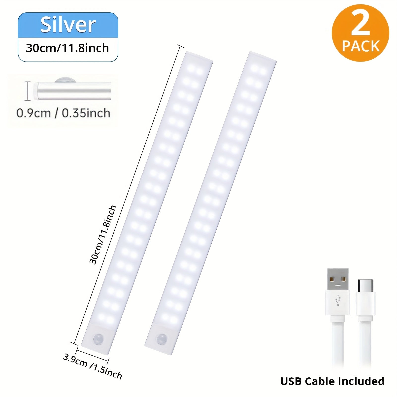 4\u002F2pcs Motion Sensor Under Cabinet Lights, 3 Color Temperatures Wireless USB Rechargeable Night Light, Indoor Closet Lights, Stick-On Anywhere Magnetic Under-Counter Light Fixtures For Kitchen Cabinet Wardrobe Cupboard Stairs, Available In 2pcs.