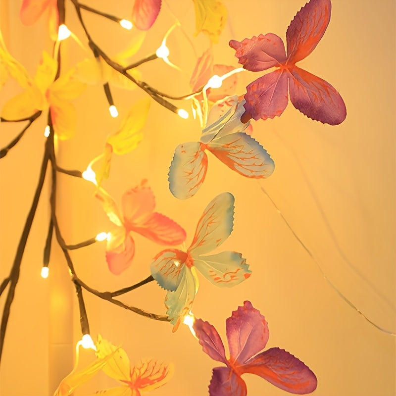 48\u002F72LED Butterfly Tree Vine Lamp, Usb Tree Branch Lamp With Butterfly 8Modes Willow Vine Tree Holiday Light Strip Diy Atmosphere Night Light Wall Decoration