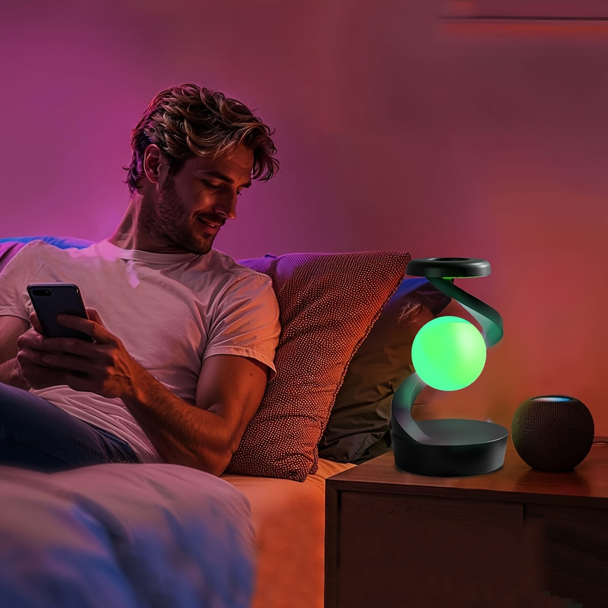 Modern Suspension Lamp Dimmable Suspension Table Lamp | Modern Minimalist Design, Smartphone Charging, USB Powered, 7 Colors, Touch Control - Best Halloween Gifts for Bedroom, Living Room, Dormitory