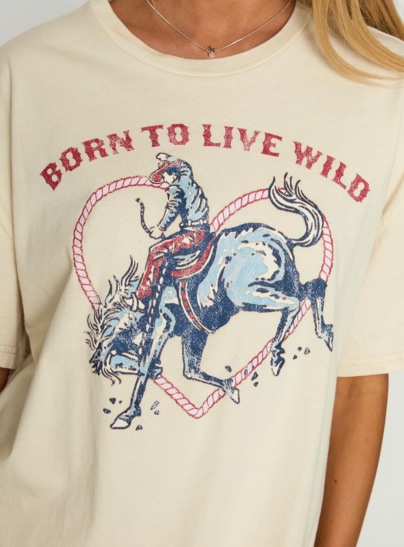 Born To Live Wild Graphic Top White