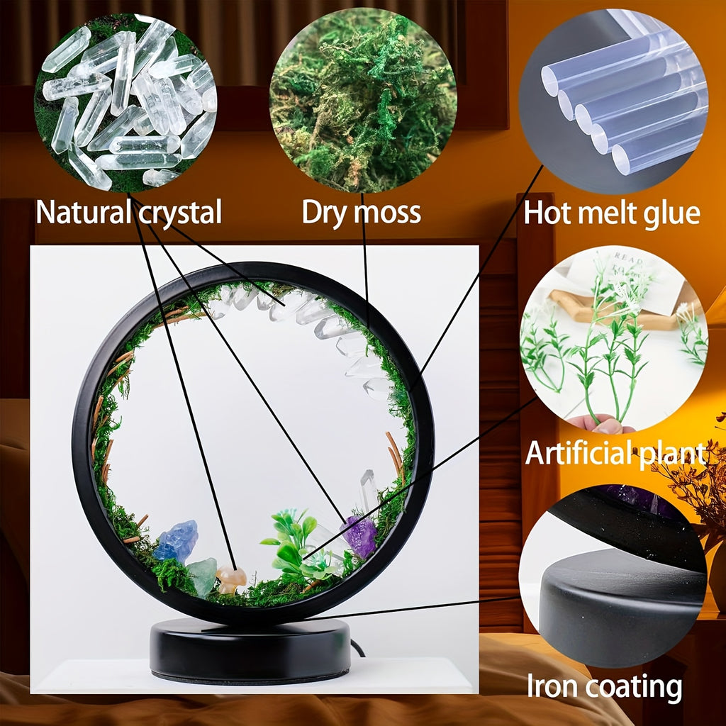 Enchanting Bohemian Crystal Mushroom Night Light - USB-Powered, Adjustable Brightness Table Lamp with Polished Natural Stones & Artificial Greenery - Ideal for Bedroom & Living Room Ambiance - Great Valentine's Day or Birthday Gift, Mushroom Decor