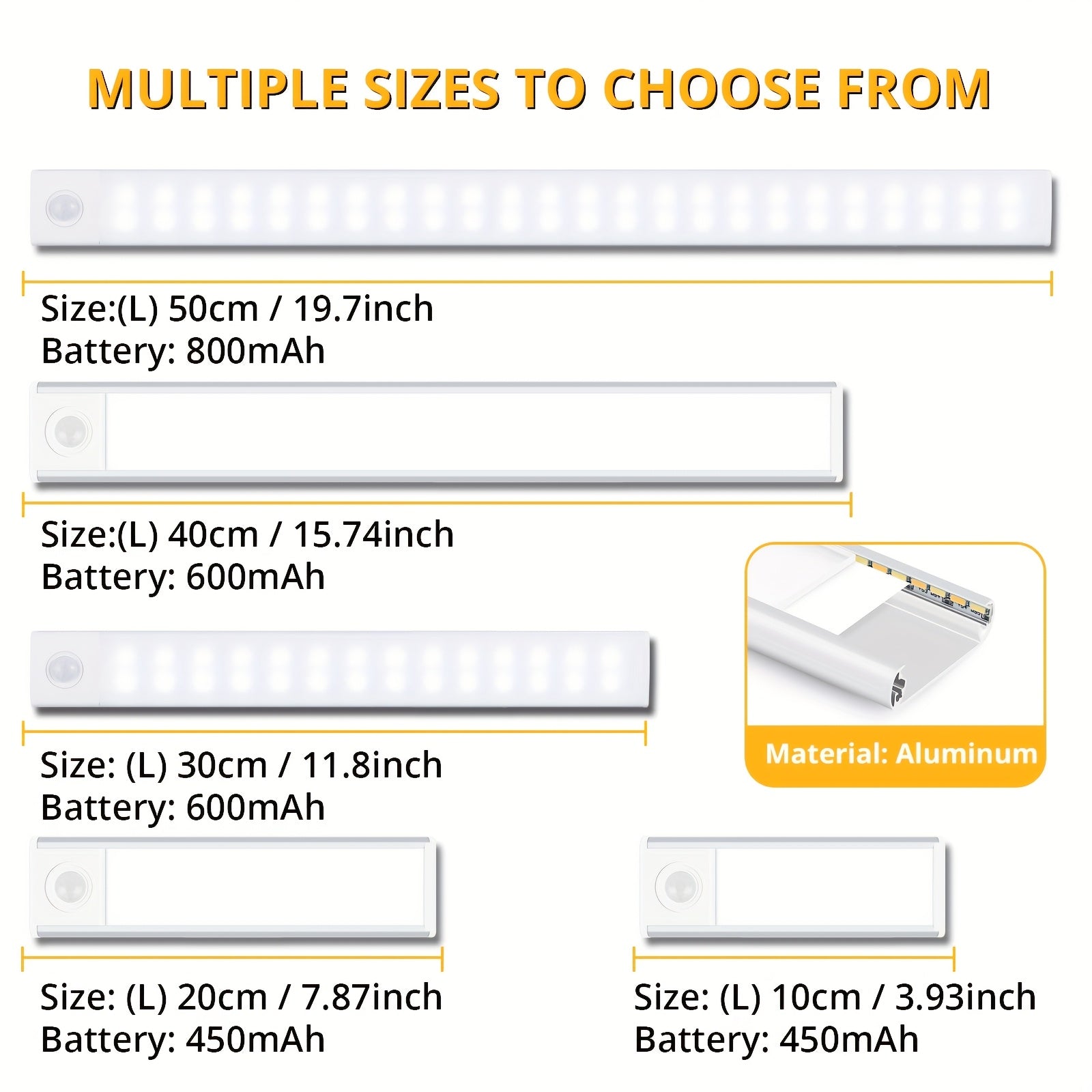 4\u002F2pcs Motion Sensor Under Cabinet Lights, 3 Color Temperatures Wireless USB Rechargeable Night Light, Indoor Closet Lights, Stick-On Anywhere Magnetic Under-Counter Light Fixtures For Kitchen Cabinet Wardrobe Cupboard Stairs, Available In 2pcs.