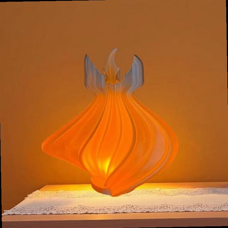 USB Operated 3D Crafted Ambient Lamp Simulated Flame Night Light Portable Tabletop Decor with Warm Glow Button Switch for Home Office Gifts Desk Decor