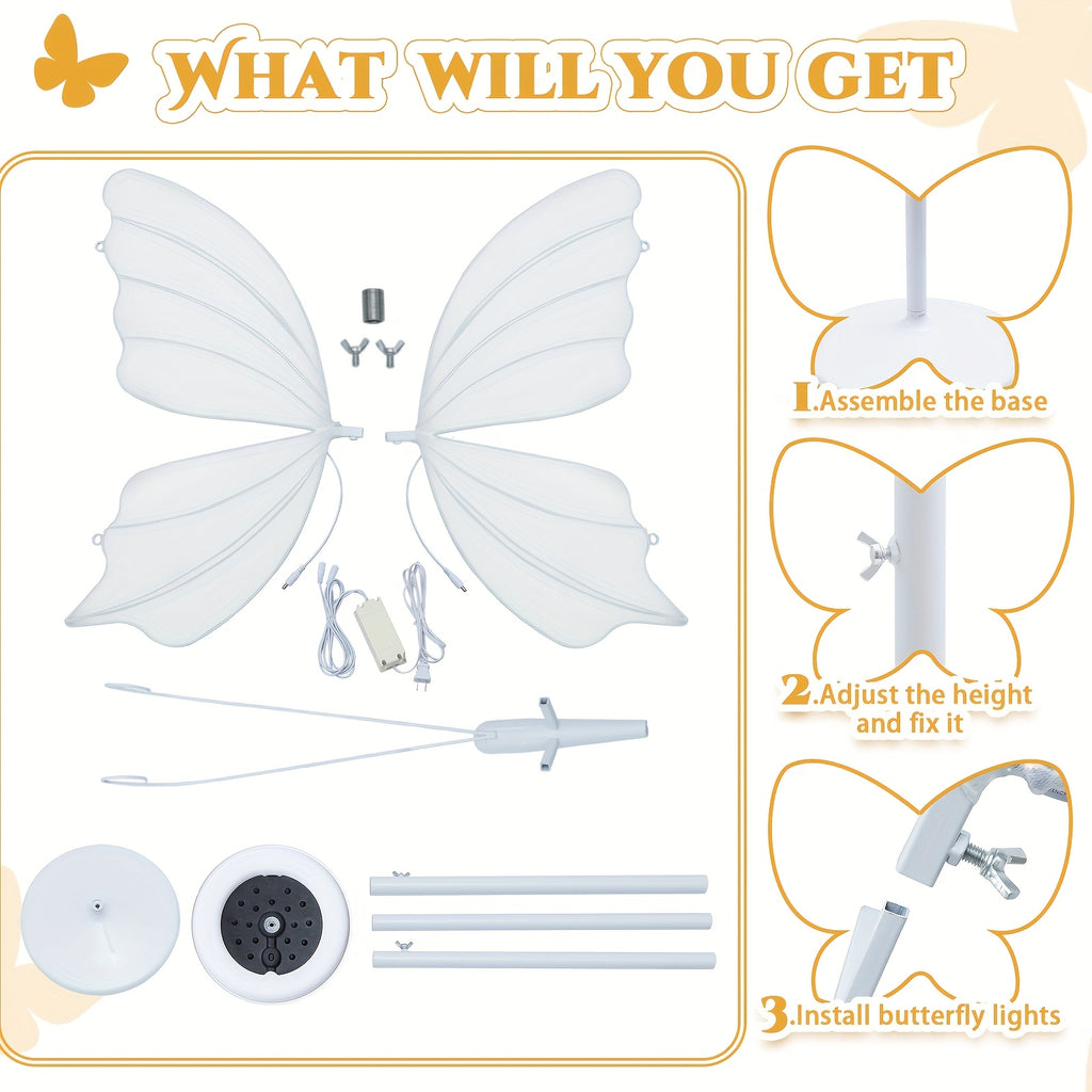 39.3in White Wedding Butterfly LED Floor Lamp Creative Romantic Hanging Wedding Butterfly Christmas Wedding Decoration Props 100cm\u002F39.3in, White