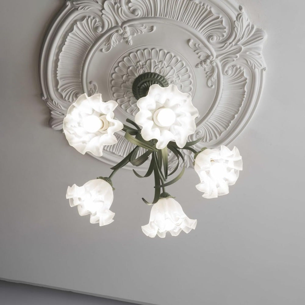 5-Light Flower LED Pendant Light Chandeliers, French Style Ceiling Pendant Light Fixture Wall Dimming 3000-6000K Elegant Ceiling Light Lamp for Living Room Bedroom Home Decoration Tools
