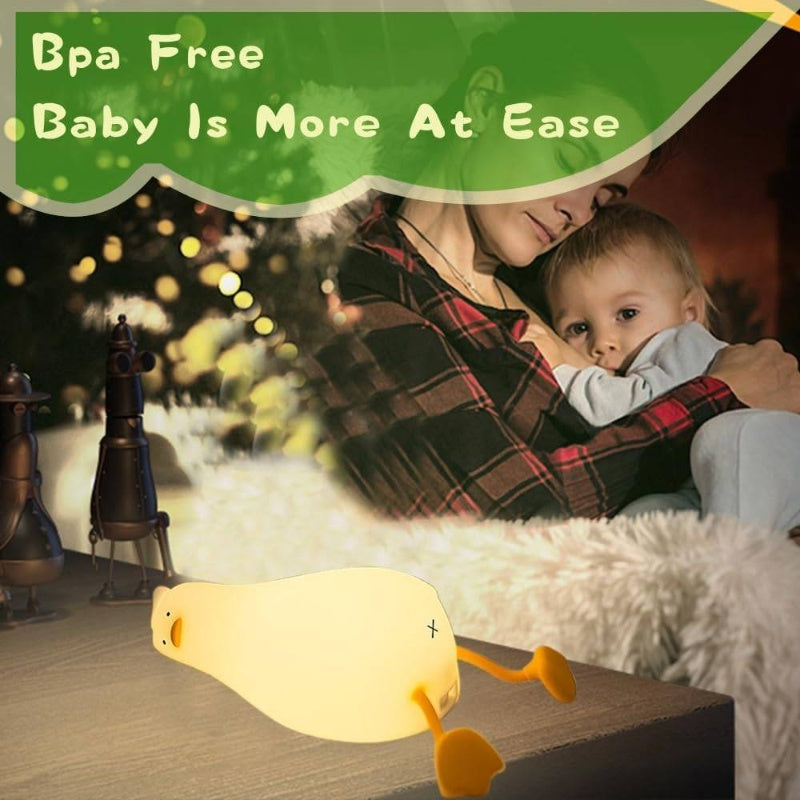 Cute Duck Night Light, Rechargeable Fun Lying Flat Duck Lamp, LED Squishy Animal Novelty Lamp, Light up Duck Great, 3 Level Dimmable Nursery Nightlight Lamp, Bedside Lamp, Nursery Decor, Playful Lamp, Whimsical Lighting, Durable Construction, Soft Lightin