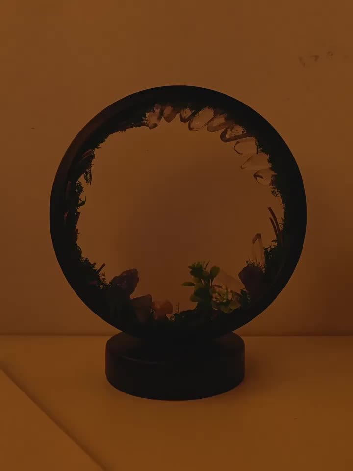 Enchanting Bohemian Crystal Mushroom Night Light - USB-Powered, Adjustable Brightness Table Lamp with Polished Natural Stones & Artificial Greenery - Ideal for Bedroom & Living Room Ambiance - Great Valentine's Day or Birthday Gift, Mushroom Decor