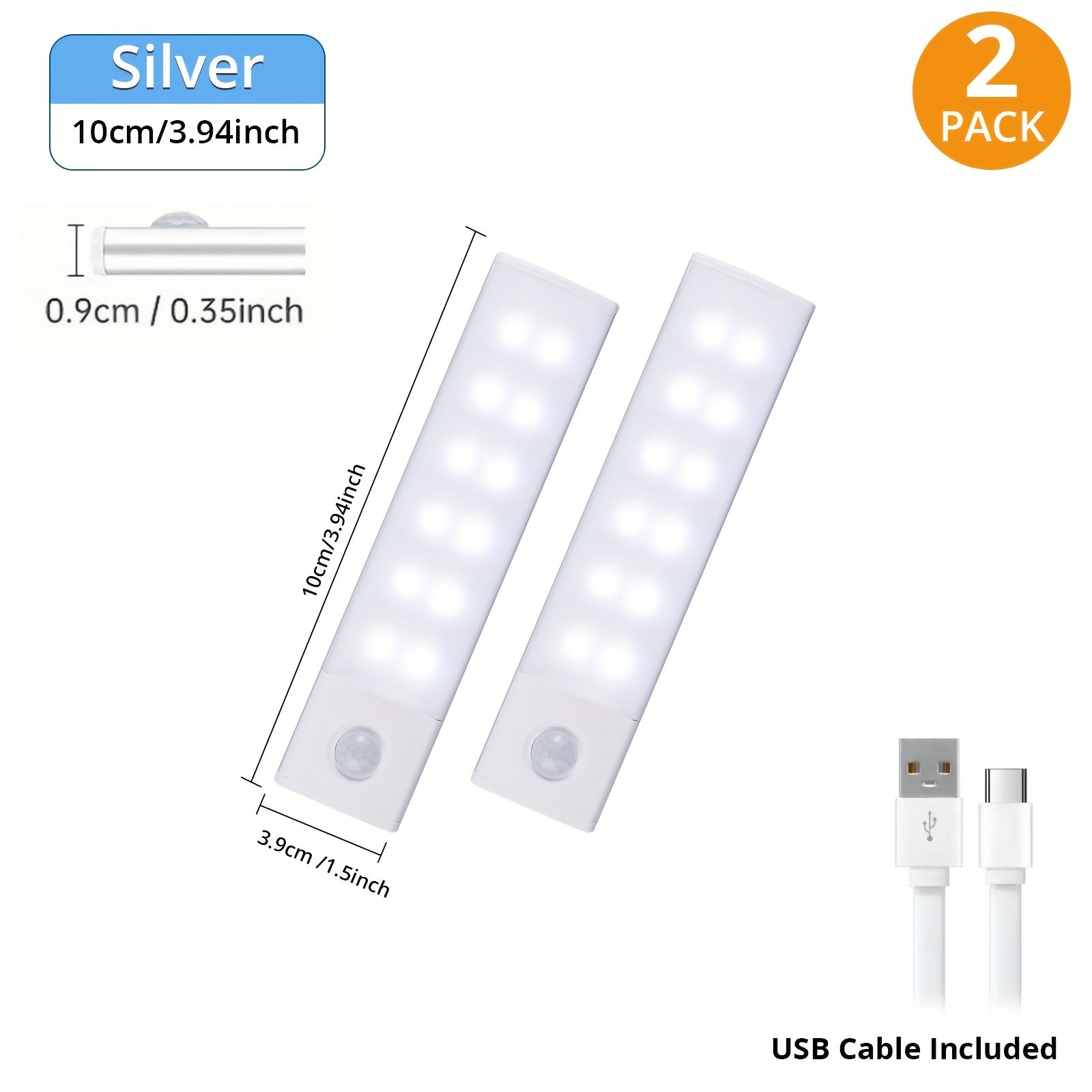 4\u002F2pcs Motion Sensor Under Cabinet Lights, 3 Color Temperatures Wireless USB Rechargeable Night Light, Indoor Closet Lights, Stick-On Anywhere Magnetic Under-Counter Light Fixtures For Kitchen Cabinet Wardrobe Cupboard Stairs, Available In 2pcs.