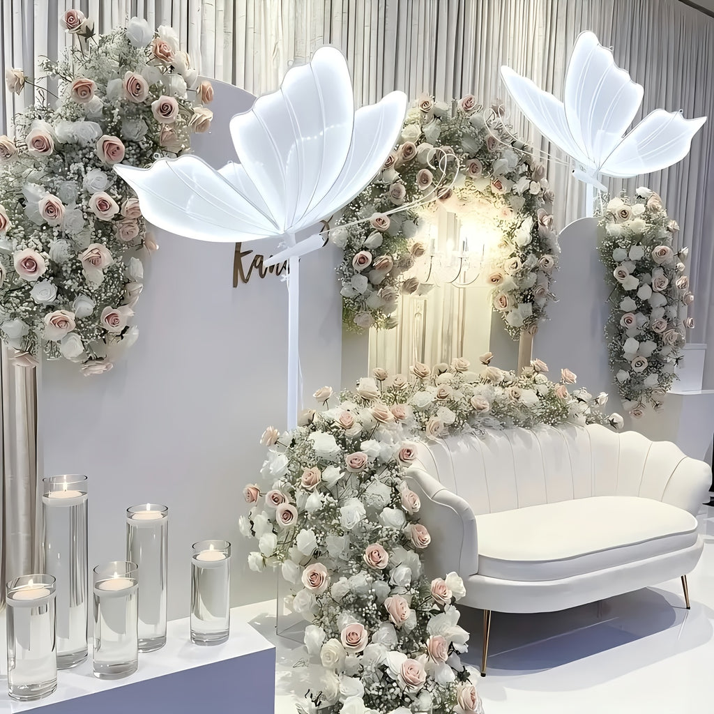 39.3in White Wedding Butterfly LED Floor Lamp Creative Romantic Hanging Wedding Butterfly Christmas Wedding Decoration Props 100cm\u002F39.3in, White
