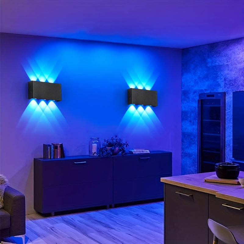 2pcs RGB 7-color Wall Light Battery Powered Degree Bedroom Corridor Living Room Decoration Creative Seven Color Gradient Dimming Night Light