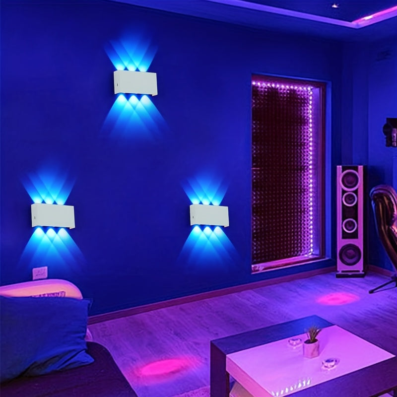 2pcs RGB 7-color Wall Light Battery Powered Degree Bedroom Corridor Living Room Decoration Creative Seven Color Gradient Dimming Night Light