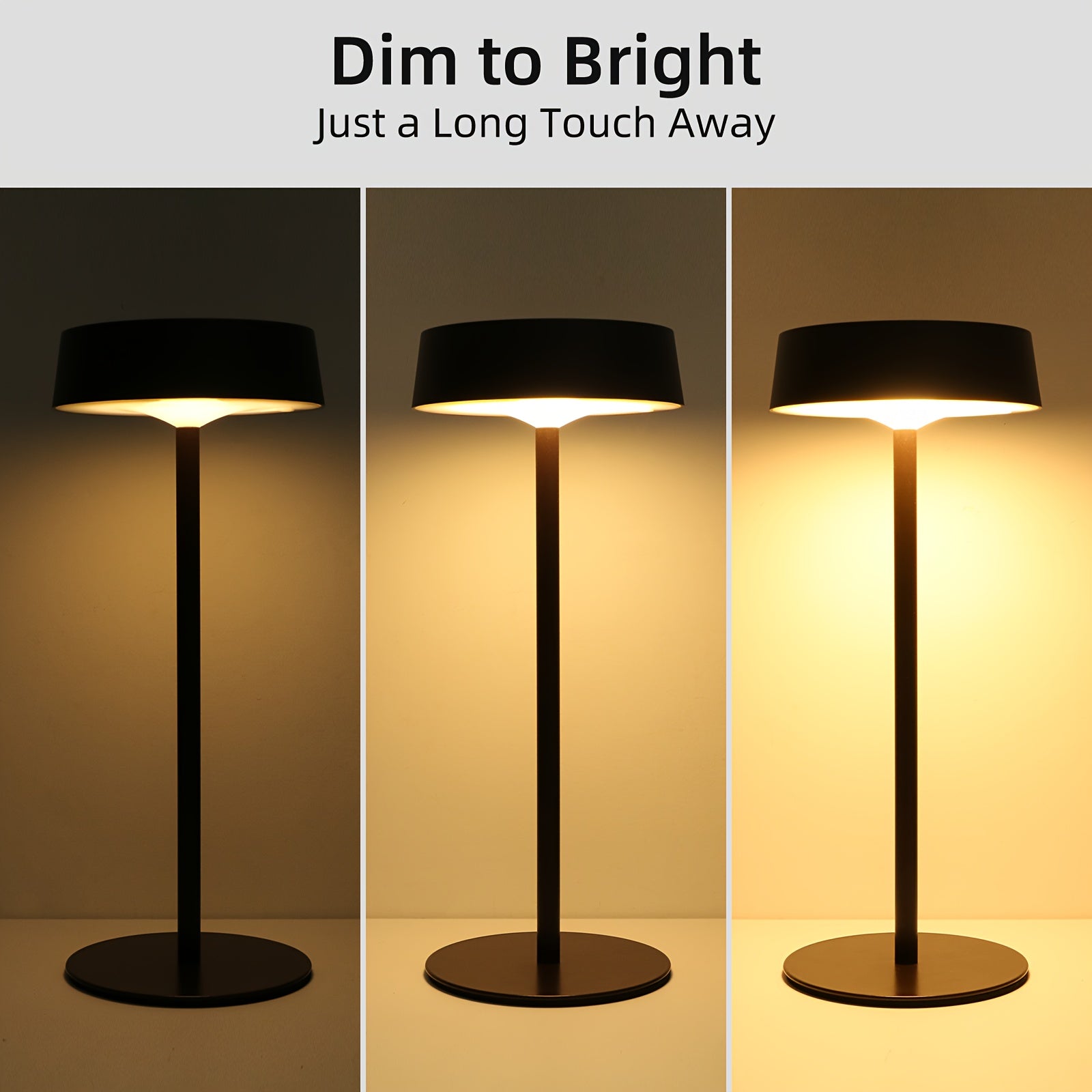 2 Pack\u002F1 Pack Cordless LED Table Lamp, USB Rechargeable + Solar Powered Outdoor Lamps for Patio Table, IP65 Waterproof, 3 Colors, Dimmable, 4000mAh Battery, Touch Control, Portable Night Light for Bedroom, Restaurant, Bars, Power Outages, Hurricane