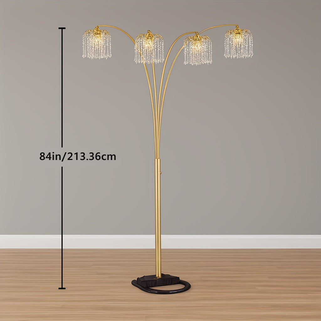 1pc Modern Luxury Crystal-Encrusted Multi-Head Floor Arc Lamp - 84\