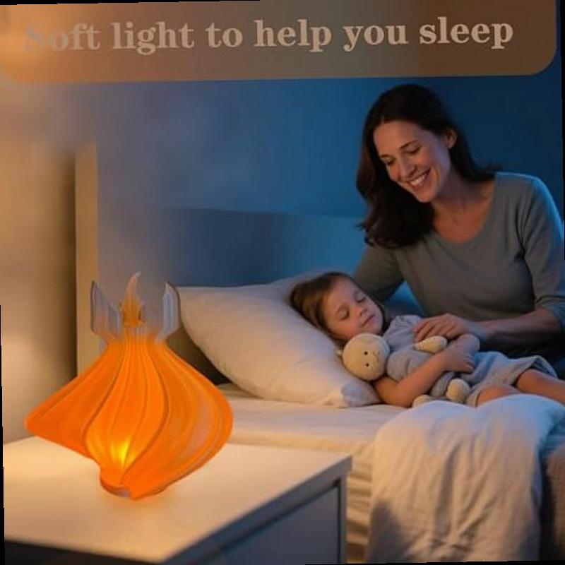 USB Operated 3D Crafted Ambient Lamp Simulated Flame Night Light Portable Tabletop Decor with Warm Glow Button Switch for Home Office Gifts Desk Decor