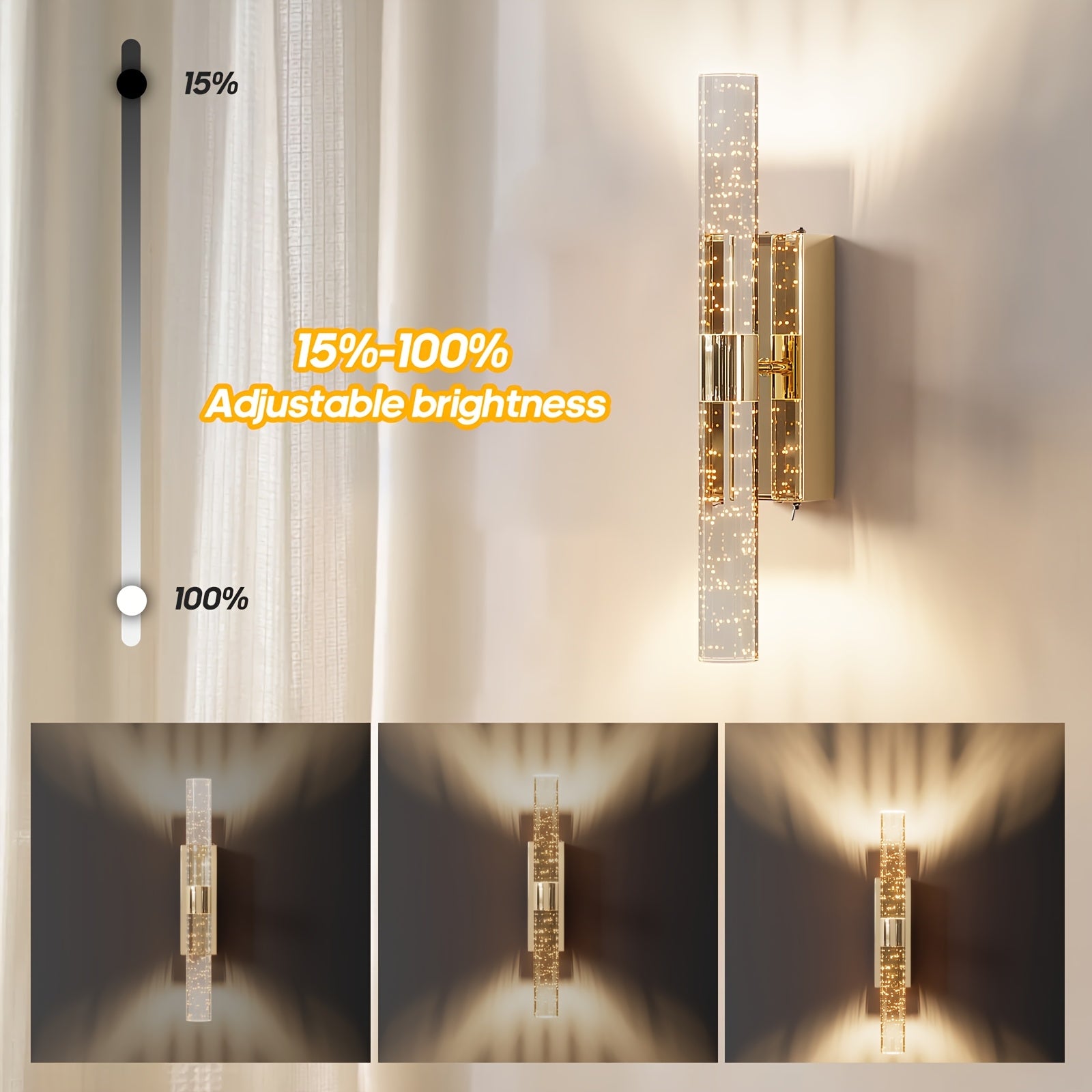 Battery Operated Wall Sconces 10000mAh Rechargeable Battery Powered Wall Lights Indoor Night LED Wall Lamp Glass Bubbles Room Decor Not Hardwired Remote Control Dimmable Wall Lamp Fixtures For Bedroom Living Room Vanity