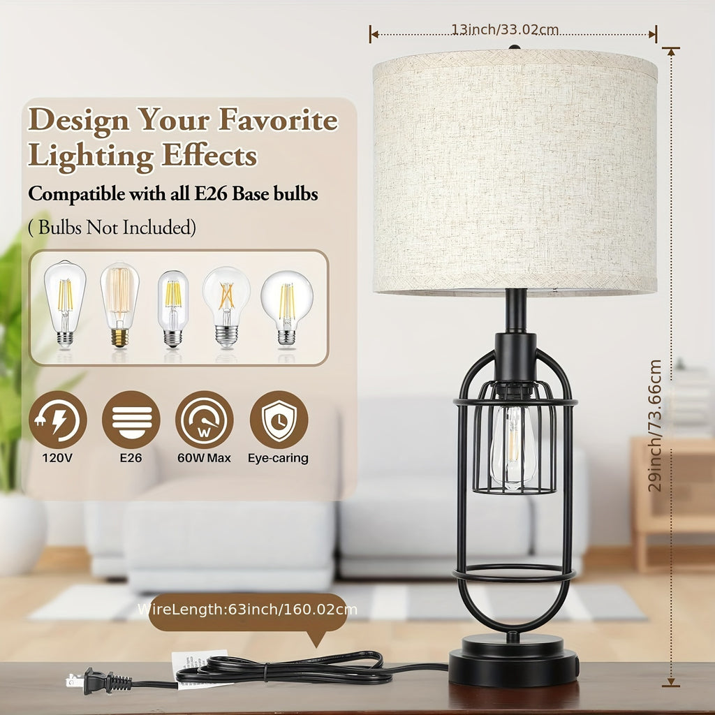 Set Of 2 Table Lamps For Living Room With USB Ports, 29\