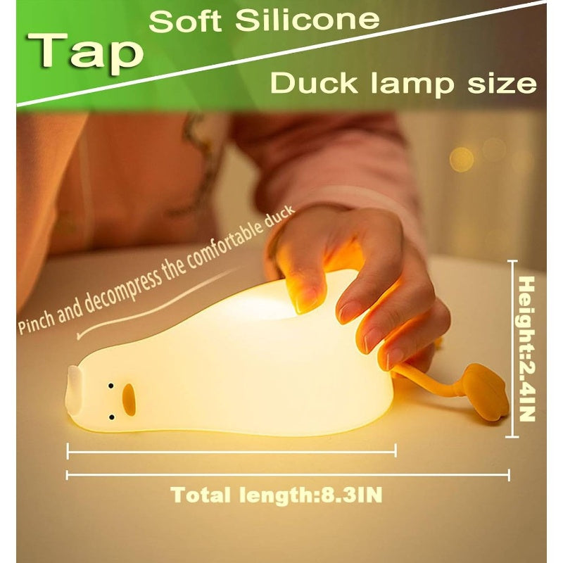 Cute Duck Night Light, Rechargeable Fun Lying Flat Duck Lamp, LED Squishy Animal Novelty Lamp, Light up Duck Great, 3 Level Dimmable Nursery Nightlight Lamp, Bedside Lamp, Nursery Decor, Playful Lamp, Whimsical Lighting, Durable Construction, Soft Lightin