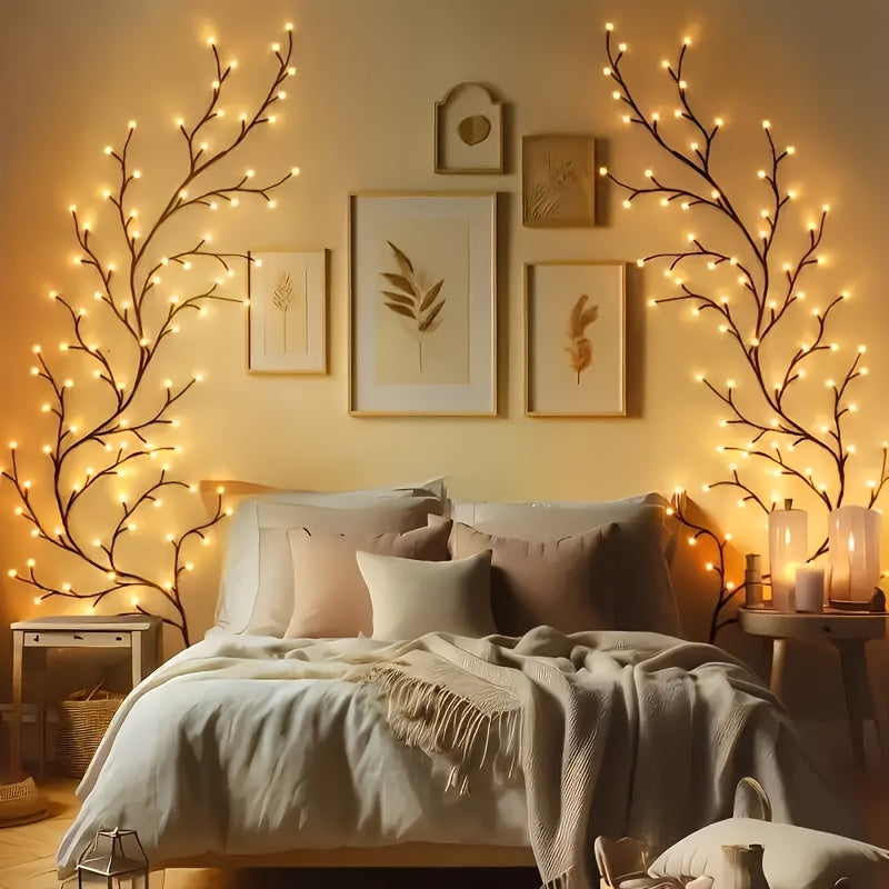 Wall Light Soft Vine Light, 96\u002F144 LED Beads, 8 Modes Branch Light, USB Powered Indoor Decoration Atmosphere Light, Suitable For Bedroom, Room, Party, Holiday, Christmas Birthday Gift Is Very Suitable As A Christmas Gift