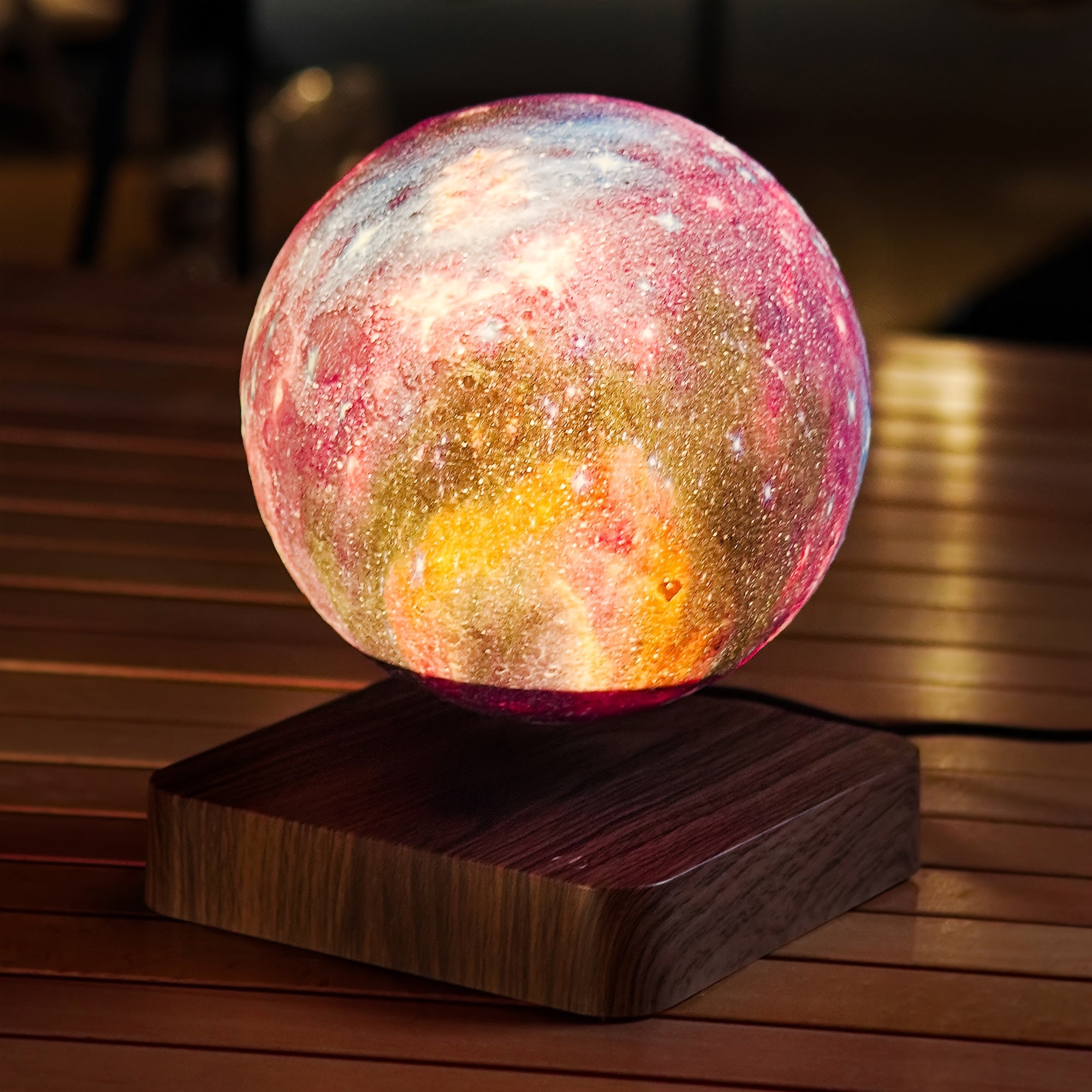 Enchanting 3D Printing Magnetic Levitation Starry Lamp With 3 LED Colors Home Office Table Decor USB Charging Floating Bedside Galaxy Night Light Factory Wholesale Price