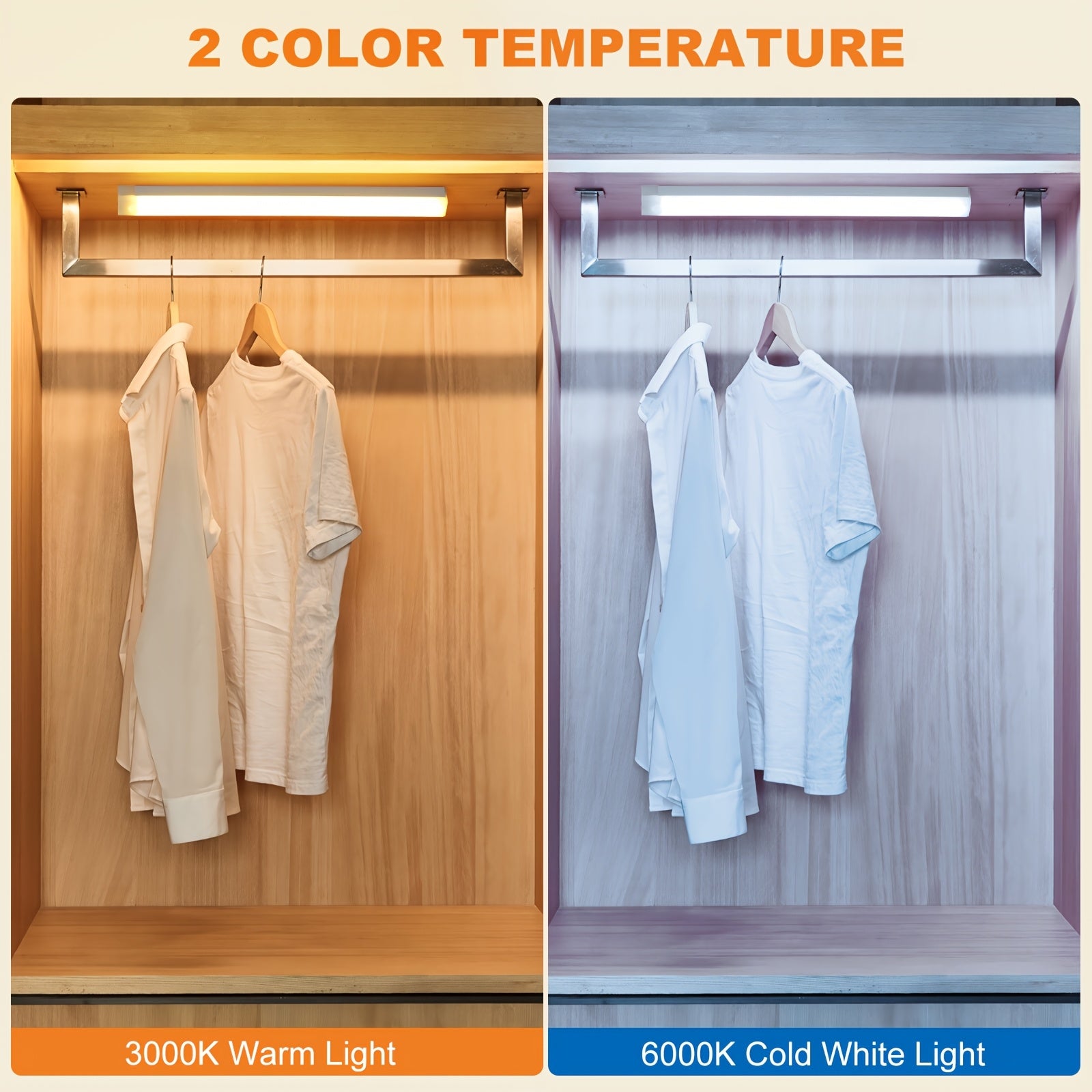 6\u002F2pcs LED Motion Sensor Light Wireless USB Rechargeable Night Lamp Room Motion Detector Light Magnetic Dimmable Under Cabinet Lamp for Kitchen, Bedroom Wardrobe Sink Cupboard Stairs Workspace