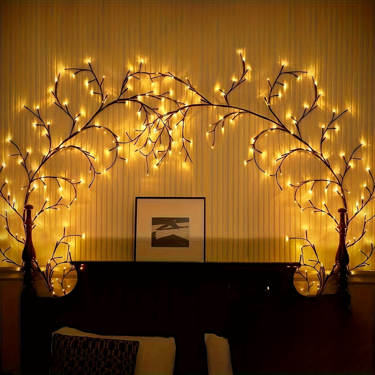 Wall Light Flexible Rattan Rattan Lamp, 96pcs LED Lamp Beads, 8 Modes Branch Lights, USB Power Supply Interior Decoration Atmosphere Light, Suitable for Bedroom, Living Room, Party, Festival, Christmas, Birthday Gifts Very Suitable As Christmas Gifts