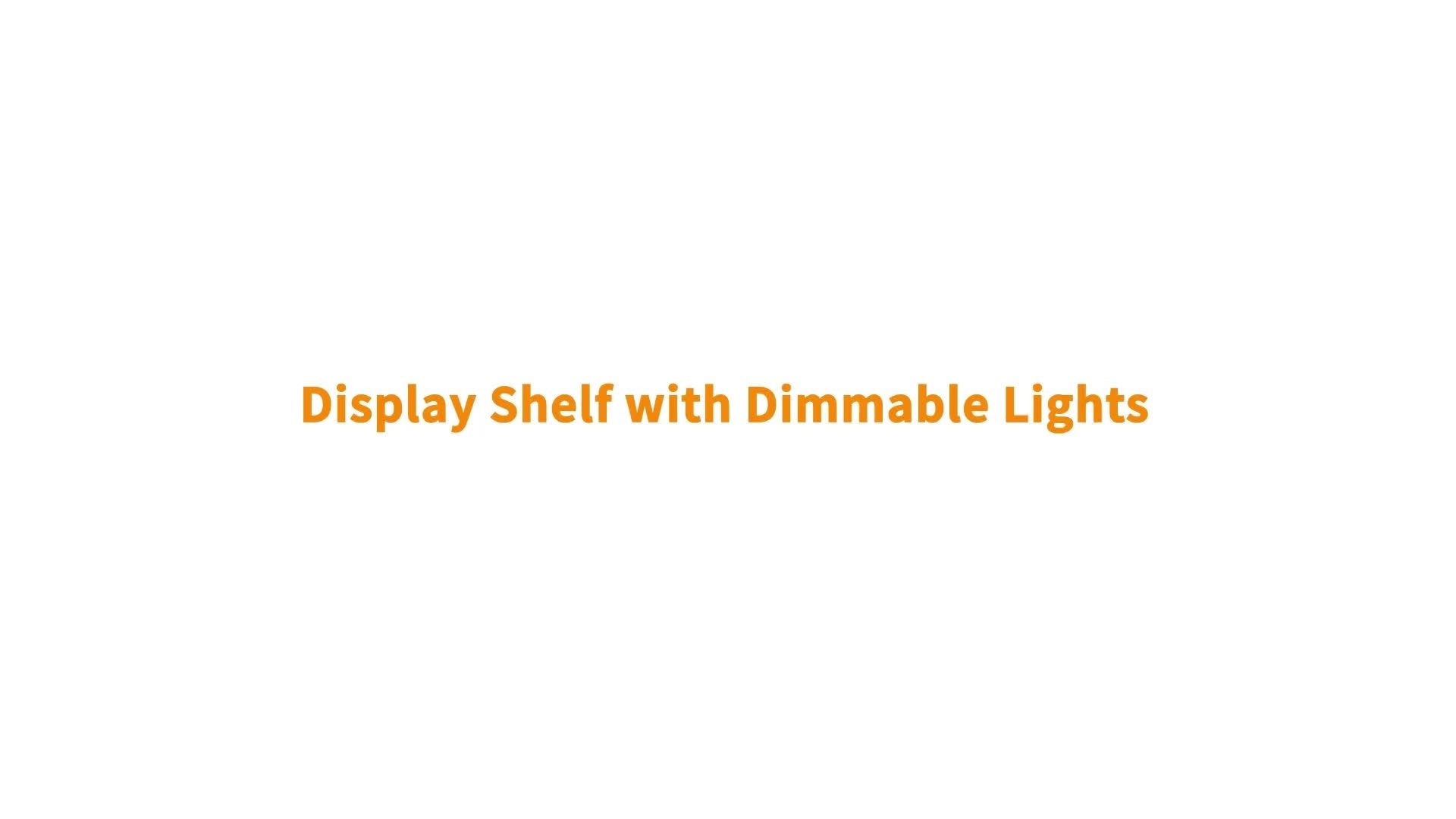 Office Bookshelf Storage, LED Floor Lamp, Golden Bookcase, Lamp Slim Shelving Unit with Tempered Frosted Glass & Dimmable LED Lights