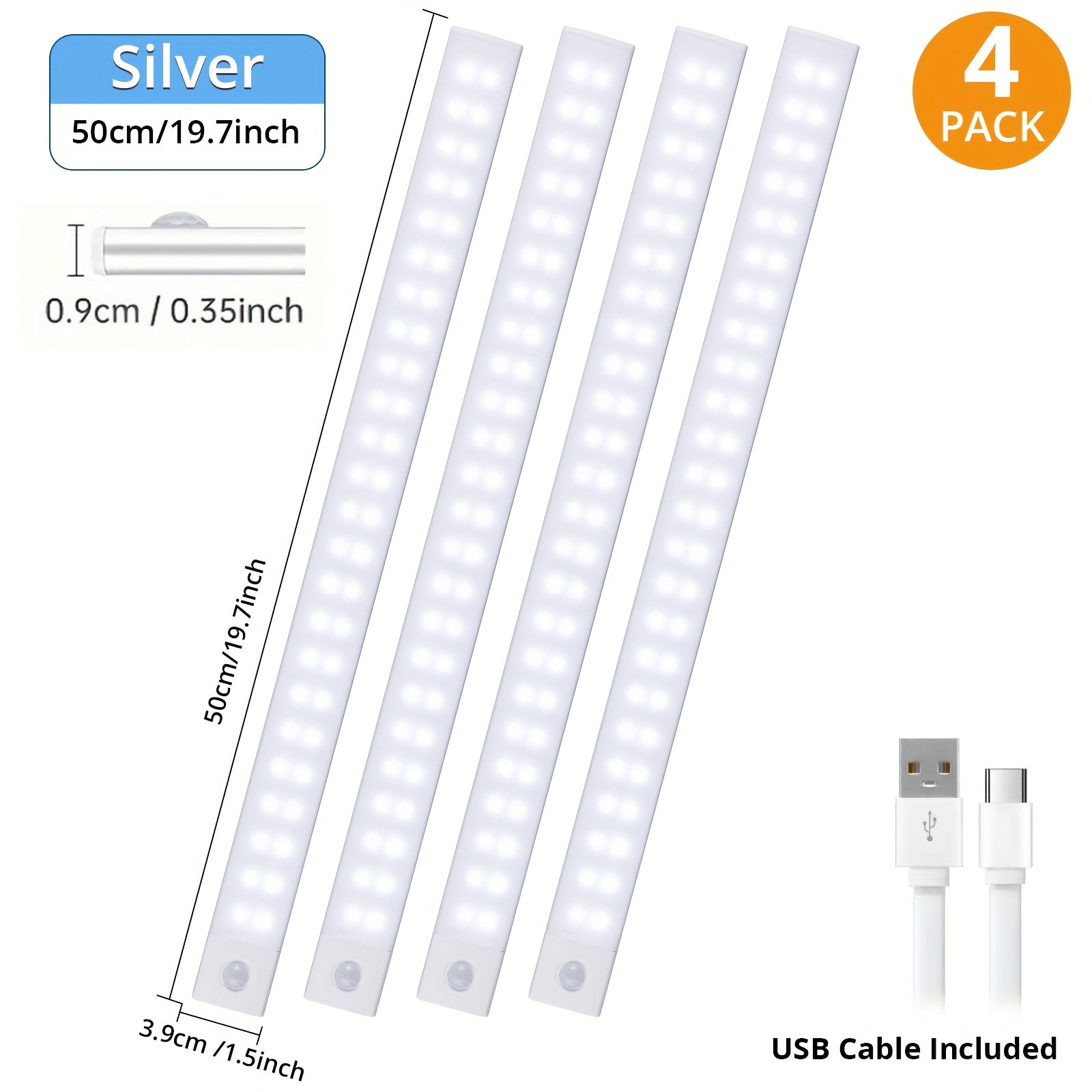 4\u002F2pcs Motion Sensor Under Cabinet Lights, 3 Color Temperatures Wireless USB Rechargeable Night Light, Indoor Closet Lights, Stick-On Anywhere Magnetic Under-Counter Light Fixtures For Kitchen Cabinet Wardrobe Cupboard Stairs, Available In 2pcs.