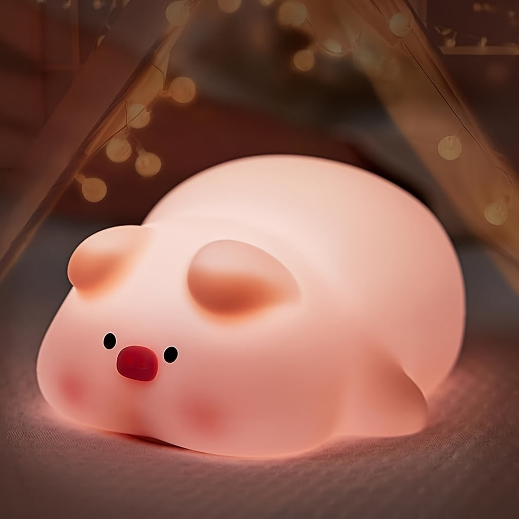 Cute Pig Night Light with Motion Sensor & USB Rechargeable - Soft Glow Bedside Lamp, Pink & White Artificial Safe Sleep Companion & Adults, Valentine's Day Gift, Bedtime Lighting, Holiday Gift Idea, Playful Design, Decorative Lamp, Highquality Material, D